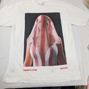 Beyonce Cowboy Carter 2025 Concert Merch White Tee With Red Graphics Large